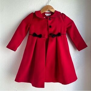 Bonnie Jean Red Dress with Black Accents